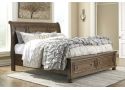 Wooden/ Timber Queen Bed Frame with Storage and Curved Bed Head - Freemans